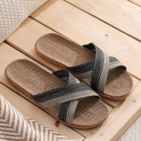 Zapatillas De Hombre Para Interior Y Playa Con Tela De Lino Zapatos Planos Abiertos Y Cordones De Goma Estilo Conciso Para Verano - details 4