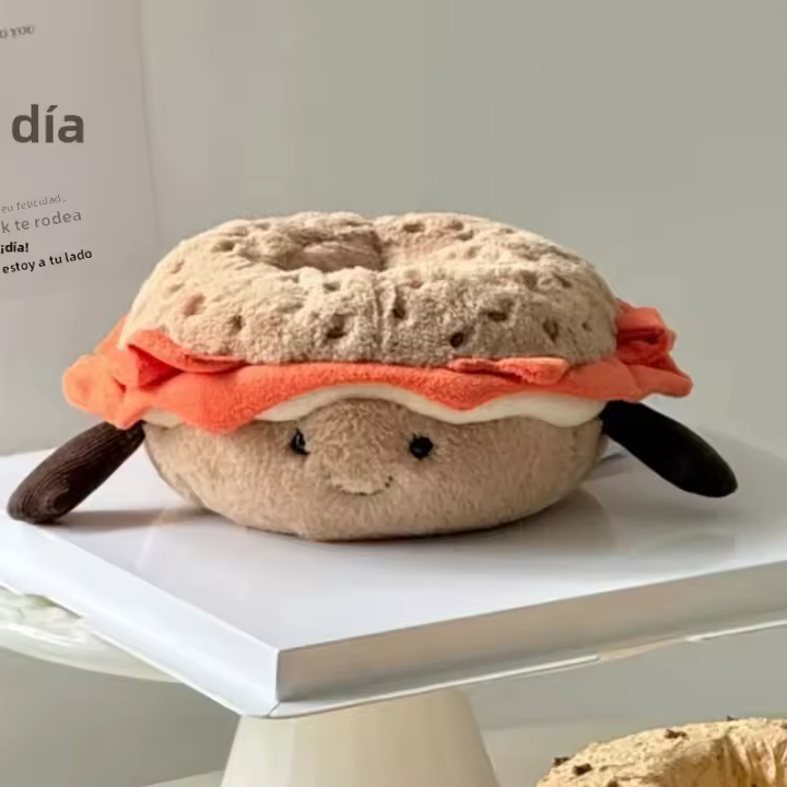 Jelly Cat Original Muñeca De Desayuno Bagel 7cm Juguete De Peluche Para Niñas Regalos De Navidad Y Cumpleaños Con Perros Y Gatos - 1