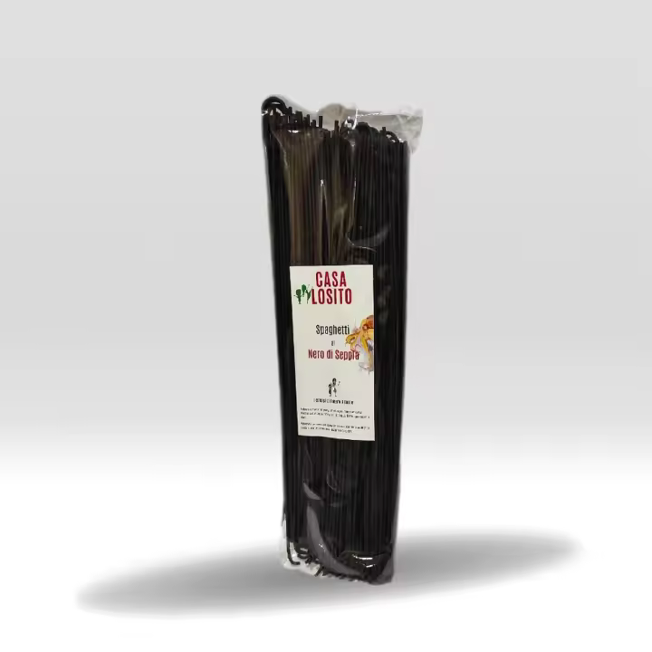 Pack de 2 Pasta Italiana Casa Losito Spaghetti Nero di Seppia con Tinta de Calamar, 250g Premium Quality - 1