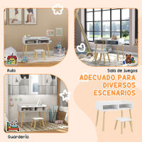 HOMCOM Juego de Mesa y Silla Infantil Mesa para Niños con Tablero de Bloques de Construcción y Rollo de Papel para Jugar Dibujar en Guardería Sala de Juegos Blanco - details 3