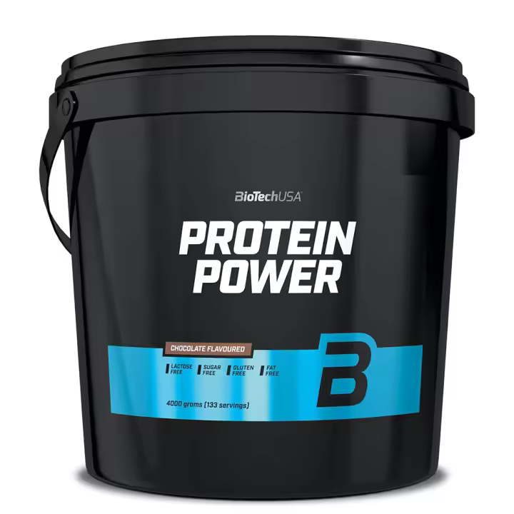 BioTechUSA Protein Power - Alto Contenido en Proteínas, Sin Azúcar, Sin Lactosa, Sin Gluten  Con Creatina Añadida, 4 kg - 1