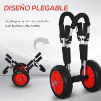 HOMCOM Carrito de Tablas de Surf Carrito de Transporte Plegable con 2 Ruedas Carga 45 kg y Marco de Aluminio para Tablas de Surf con Espesor Inferior a 12,5 cm 64x55x38,5 cm Negro y Rojo - details 4
