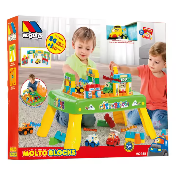 Mesa de actividades con luces y sonidos incluye 24 piezas y un coche (Molto 20482) - 1