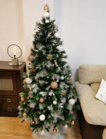 Árbol de Navidad Artificial Extra Relleno punta Nevada, Arbol de Navidad Frondoso Abeto de Doble Hojas Combinadas, Arbol para Solsticio de Yule con Hoja Blanca en la Punta, 150-240cm Arboles con Soporte Metálico. - details 1