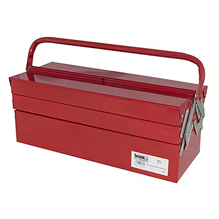 Wurko Caja Herramientas Metálica 55x22cm - Asa Abatible y 4 Compartimentos Laterales - 1