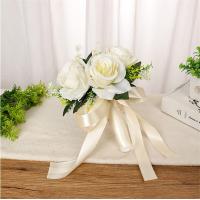 Bouquet De Novia Artificial De Rosa Silken En Blanco Y Champán Para Damas De Honor Y Fiesta De Boda Decoración De Hogar - details 9