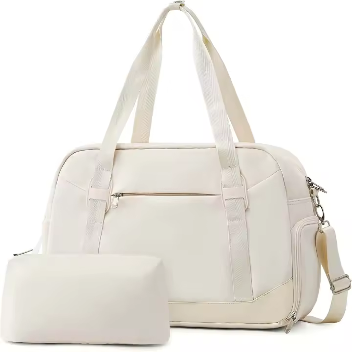 Bolsa de viaje para Mujer con Necesidad, Bolsa Deportiva para Gimnasio, Bolsa de Mano para fin de Semana con compartimiento para Zapatos y Bolso para artículos, bolsa de yoga apta para computadora portátil de 15,6 pulgadas (BLANCO , 18 pulgadas) - 1