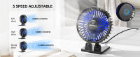 【Motor Actualizado 2024】Ventilador de USB 13cm, 5W, 5V 1A. Mini Ventilador Silencioso con 3 Velocidades, Ventilador Sobremesa para Escritorio Inclinable, Ligero y Potente. Ideal para Oficina, Coche, Despacho, Negro, Cable de 115cm - details 2
