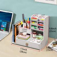 Organizador Escrito de tablero de plástico de Madera, Organizadores de escitorio DIY Organizadores Escritorio grande capacité con caja, Para El Hogar, La Oficina y La Escuela. (PB17-1) - details 2