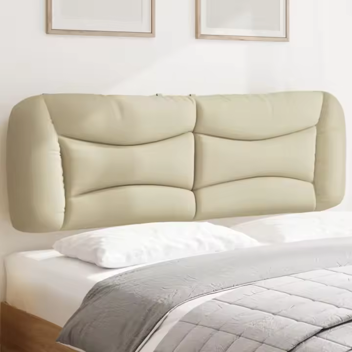vidaXL Cabecero de cama acolchado tela crema 160 cm - 1