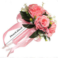 Bouquet De Novia Artificial De Rosa Silken En Blanco Y Champán Para Damas De Honor Y Fiesta De Boda Decoración De Hogar - details 17