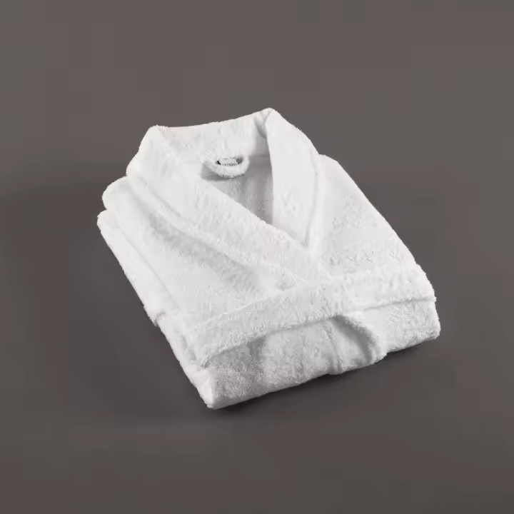 Albornoz Rizo 385 gsm, blanco, hotel, alta calidad textil y resistente al lavado industrial - 1