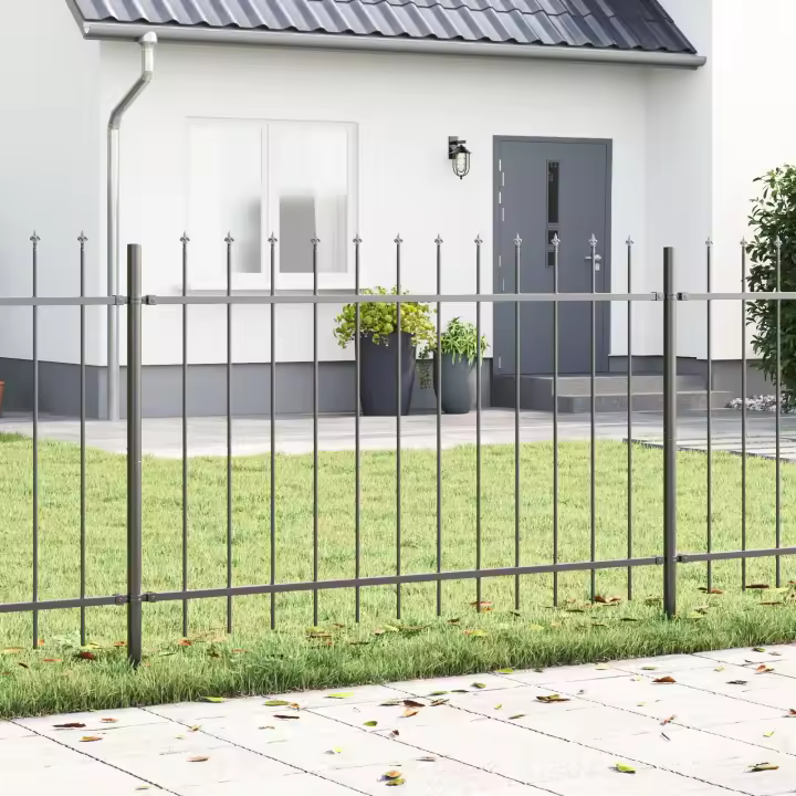Cerca de Jardín vidaXL Set de 2 Gris Acero con Revestimiento en Polvo - 1