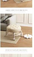 Taburete Pequeño Universal Con Ruedas Asiento Redondo Multifuncional Para Niños Taburete De Cambio De Zapatos Con Rodillos Estilo Minimalista Moderno Material De Cuero Sintético - details 10