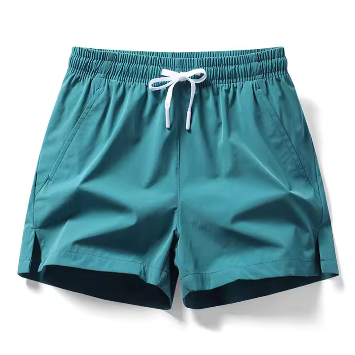 Shorts De Playa Para Hombre Verano Moda Sólido Cómodo Cintura Elástica Dos Bolsillos Deportivos Estilo Casual - 1