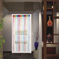 Cortina Decorativa De Puerta 100cm X 200cm Divisor De Habitación Para Bodas Coffee House Restaurante Trenzado De Hilo Plateado Y Poliéster Alta Calidad - details 10