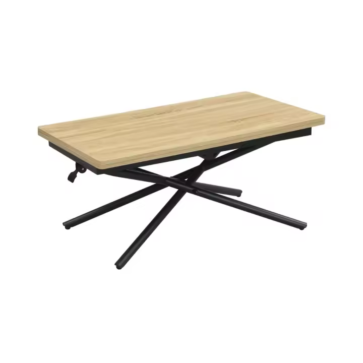 Mesa de centro Katy diseño elevable y extensible negro/natural 38-76,5x57-114 x100 cm Adec - 1