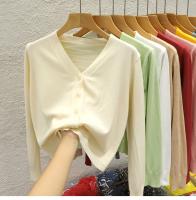 Nueva Chaqueta De Punto Negra Estilo Coreano Con Cuello En V Manga Larga Casual Para Mujer Otoño 2026 Top Sólido Cierre Único - details 1