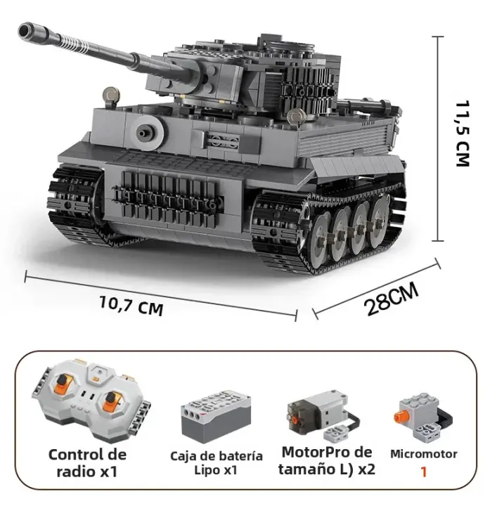 Bloques De Construcción RC De Tercera Generación 925pcs SD.Kfz.181 Tigre Tanque Militar De La Segunda Guerra Mundial 1:35 Para Adultos - 1