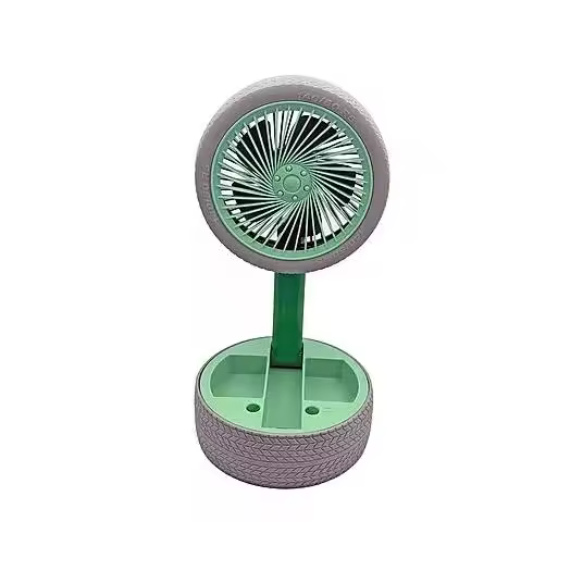 PLANET - VENTILADOR CON BATERÍA Y LUZ, 1,5 W, 3 velocidades, Verde/Gris - 1