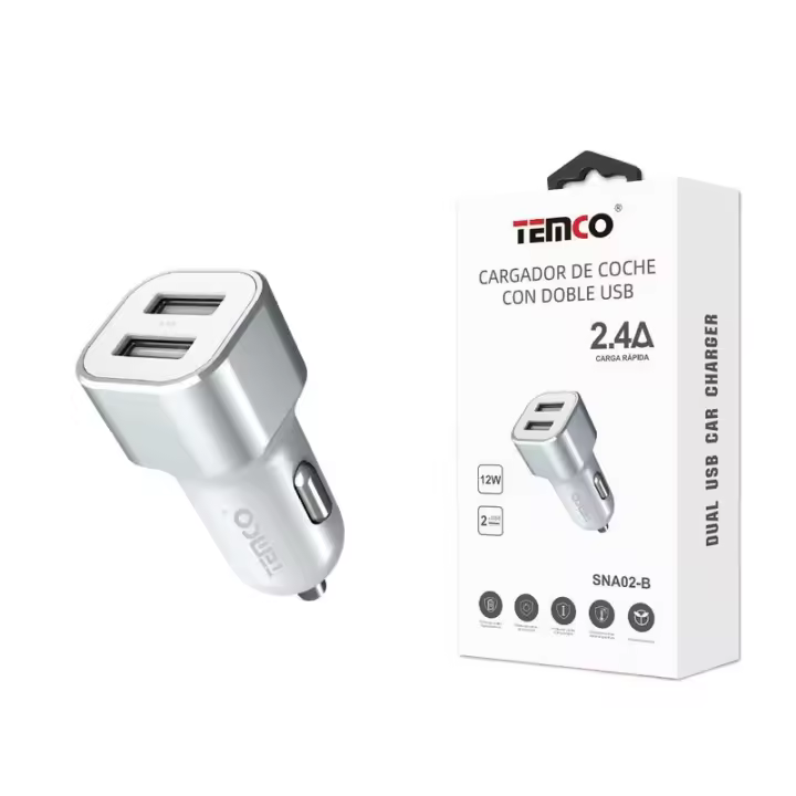 TEMCO Cargador de coche USB, cargador de coche de 2 puertos USB, toma de mechero ideal para dispositivos con USB, Con o Sin Cable, compatible con iPhone, smartphone, iPad, Samsung Galaxy, Huawei, Xiaomi, negro - 1