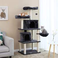 Árbol para gatos con postes recubiertos de sisal, rascador con varias plataformas y centro de actividades para gatos, color a elegir - details 6