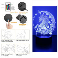 Lámpara Nocturna LED 3D Unicornio Anime Cambio De Color RGB Luz De Noche Para Niñas Decoración De Habitación Y Dormitorio Juguete Regalo - details 8