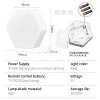Lámpara De Pared Hexagonal RGB LED Sin Cable Con Sensor Táctil Luz Nocturna Colorida Para Dormitorio Control Remoto Lámpara De Armario - details 9