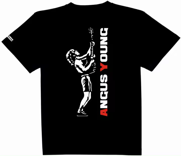 Camiseta Negra Manga Corta Guitarrista Angus Young Ac Algodon Unisex Musica Hard Rock dc Regalo Original - 1