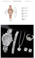 Reloj De Lujo Elegante Para Mujer 6PCS Con Cristal Y Aleación De Metal Reloj De Cuarzo Con Pulsera De Cristal Regalo Para Damas - details 1