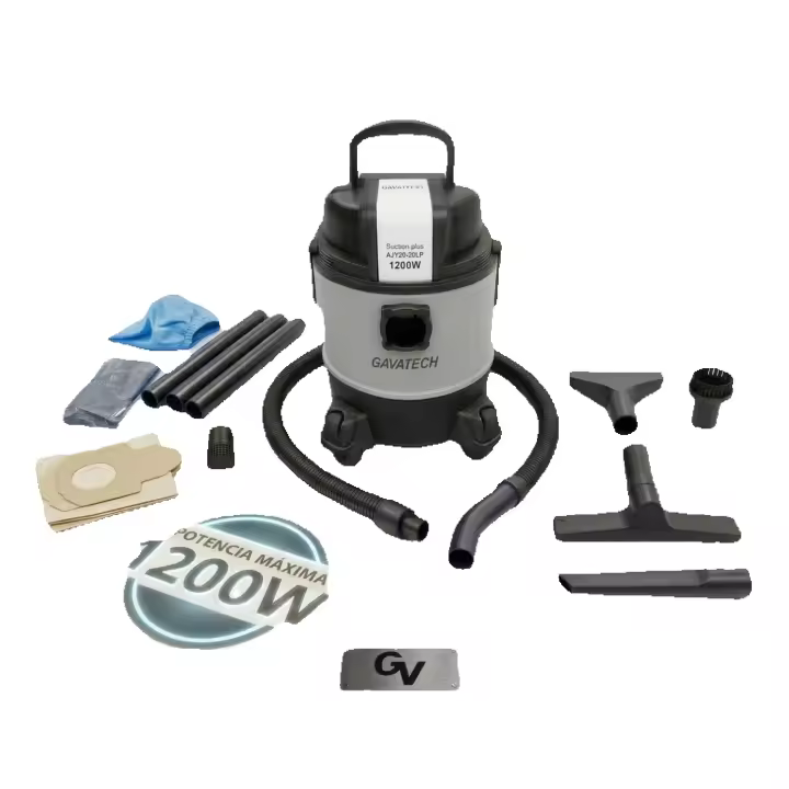 GAVATECH AJV20-20LP – Aspirador de Seco y Mojado de 20 Litros, 1200W con Cuerpo de Polímero Reforzado, Cable de 3m. - 1