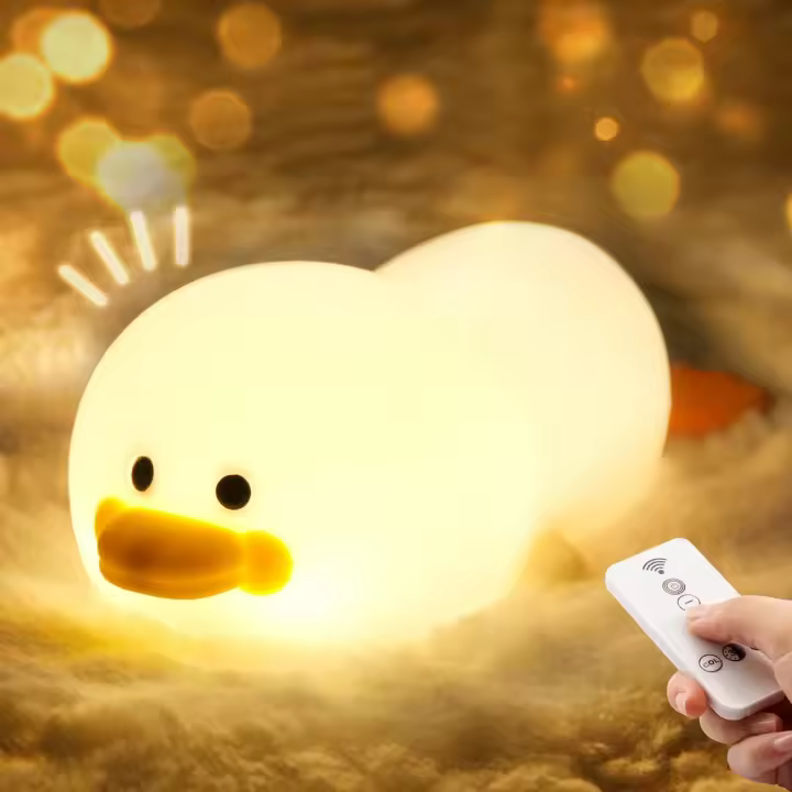 Luz Nocturna Infantil, 7 Color Pato Luz Quitamiedos Infantil, Silicona Luz Bebe Nocturna con Mando a distancia,USB Recargable Luz de Noche para Niños con Temporizador,Regalo Bebe Recien - 1