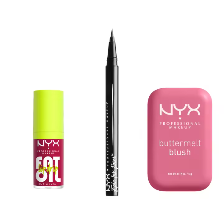 NYX Professional Makeup | Set rutina de Aceite Labial Fat Oil + Eyeliner Epic Ink Liner Black + Buttermelt Blush - 1