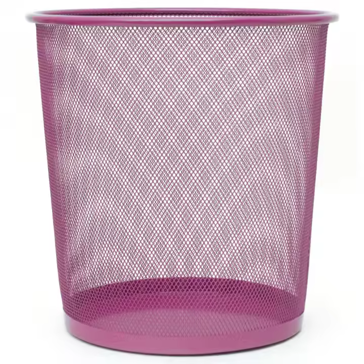 CABLEPELADO Papelera Malla Metalica, Cesto basura redondo metálico, Papelera Reciclaje, Cubo de Basura, Papelera Escritorio, Papelera Baño, 27 cm alto x 23.5 cm diámetro, 12 Litros (Rosa) - 1
