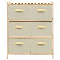 vidaXL Estantería de almacenaje 6 cestas de tela madera de cedro beige - details 1