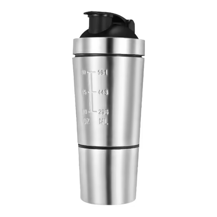 Botella De Deporte Con Mezclador De Acero Inoxidable Y Vacío Capacidad De 501ml-600ml Kettle Desmontable Para Proteína Whey Y Bebida Al Aire Libre - 1