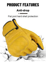 Guantes De Motocicleta De Cuero Vintage 2024 Para Hombres Negro Antifalla Moto Cross Motocarrilera Táctil M-XXL Protección Completa - details 9