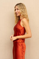 SOLO VENTA FALDA - CONJUNTO EVENTO ANIA TEJA - Falda Larga Satinada, Satén, Primavera Verano para Mujer, Fiesta, Evento, Bodas - details 1