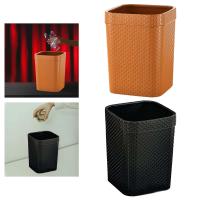 Cesta De Basura Redonda De Rotura Tejida En Rattan Compacta De Plástico Para Interiores Y Exteriores Adecuada Para Dormitorio Cocina Patio Y Coche - details 1