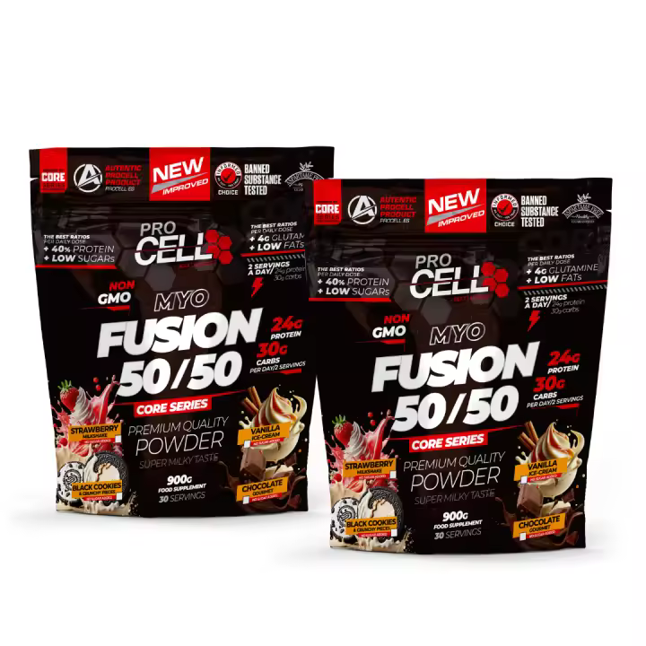 Proteina + Carbohidratos- Pack x2 uds. Fusion Protein Core 50/50 - Procell Sport -1,8 kg total - Proteína Multifuente y Carbohidratos para Recuperación y Energía - 1