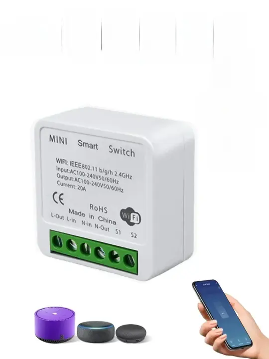 Interruptor Inteligente WiFi Tuya 2-vía RF433Mhz Módulo Relé Aprovechamiento Soporte Alexa Google Assistant Control Por App Smart Life 16A 20A - 1
