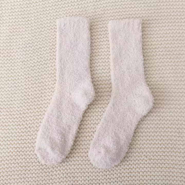 Calcetines De Velours Coral Grueso Para Mujer Color Sólido Calzado Interior Invierno Calcetines De Piel Suave Calientes Protección Contra El Frío Regalo De Navidad - 1