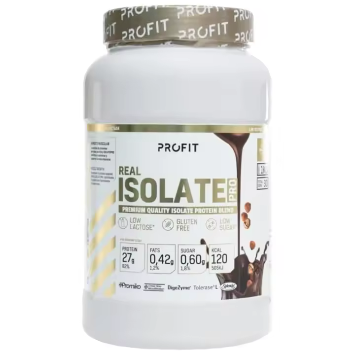 PROFIT - Real IsolatePRO - Aislado de proteína de suero - 1Kg -  Sabor a elegir - Patente Promiko - Alto en BCAA, glutamina y aminoácidos. Con enzimas digestivas - 1