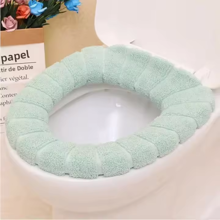 Juego De Cubierta De Inodoro Universal En Color Sólido Suave Cálido Lavable Para Decoración Del Hogar Funda De Asiento De Inodoro Accesorios De Cubierta De Tapa De Inodoro Material Acrílico Ecológico - 1