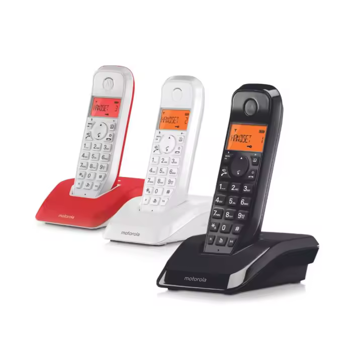 Motorola S1203: Teléfono Inalámbrico Retroiluminado de 3 Terminales en Negro - Mejores Llamadas - 1