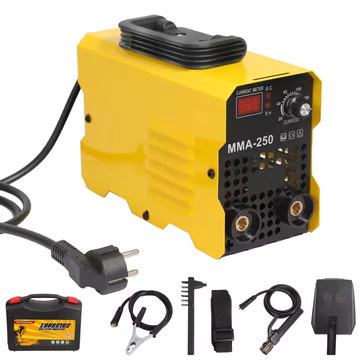 Soldadora Inversora MMA250 Portátil - 220V DC para Hogar/Industria, Incl. 5 Electrodos + Careta, Máx 8mm Acero Inoxidable/Aluminio - 1