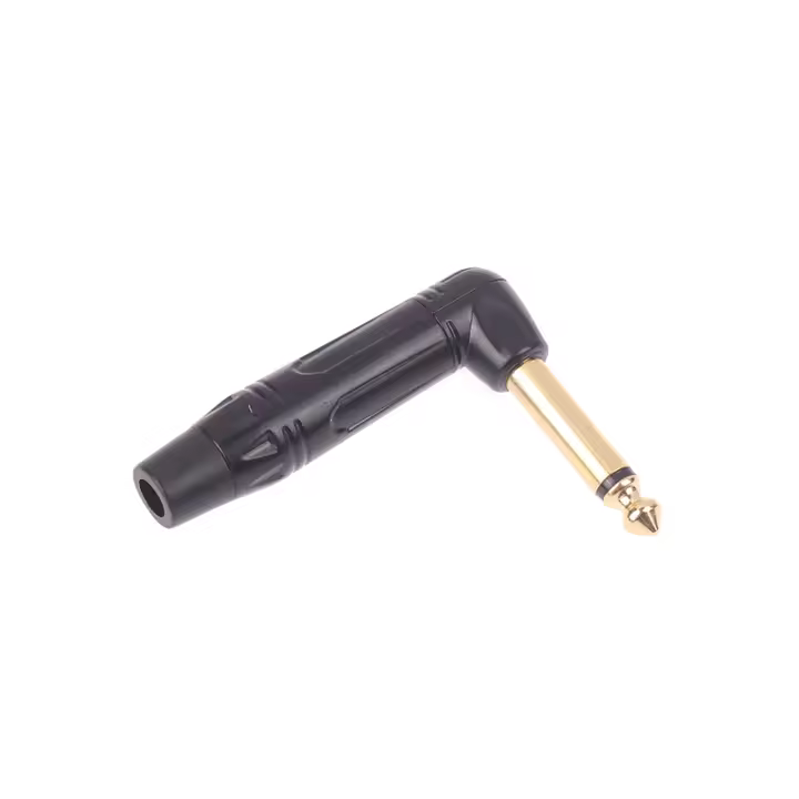 Conector De Micrófono De Plata En Bruto Y Oro 1/4 Pulgada Plug Microfono Angulo Recto Jack 6.35MM Mono 6.5MM Macho Conector - 1