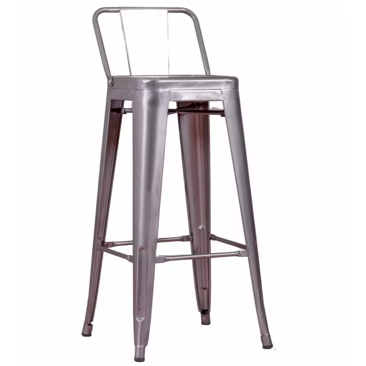 Nest Dream - Taburete industrial en acero metalizado con respaldo bajo (76cm) - Bistro - 1