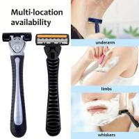 Paquetes De Varias Cubetas Cuchillas De Seguridad Manual Antideslizantes Para Hombres Reutilizables Con Mango Tríplice Para Baño Y Viaje - details 4