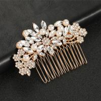Peine De Boda Con Floral De Strass Y Rosas Simples Accesorio Para El Cabello De Aleación De Aluminio Peine Inserto Para Vestido De Novia - details 6